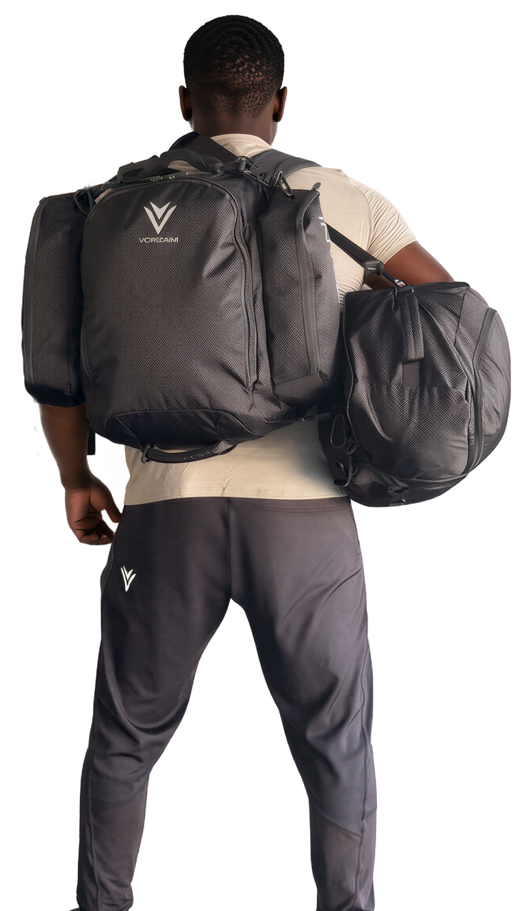 THE "OCTOPODE" = 40L Backpack + 60L Duffle Bag + 2 Insulated Day Packs + Laundry Bag + Air Pillow + 4 Large &amp; 4 Small Carabiners