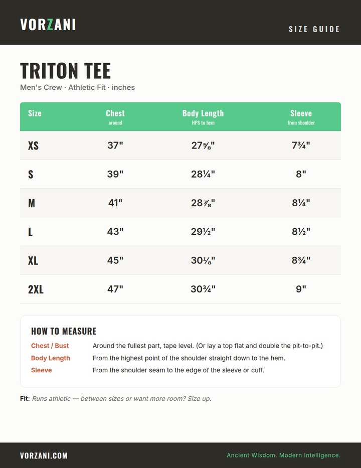 Triton Tee size guide